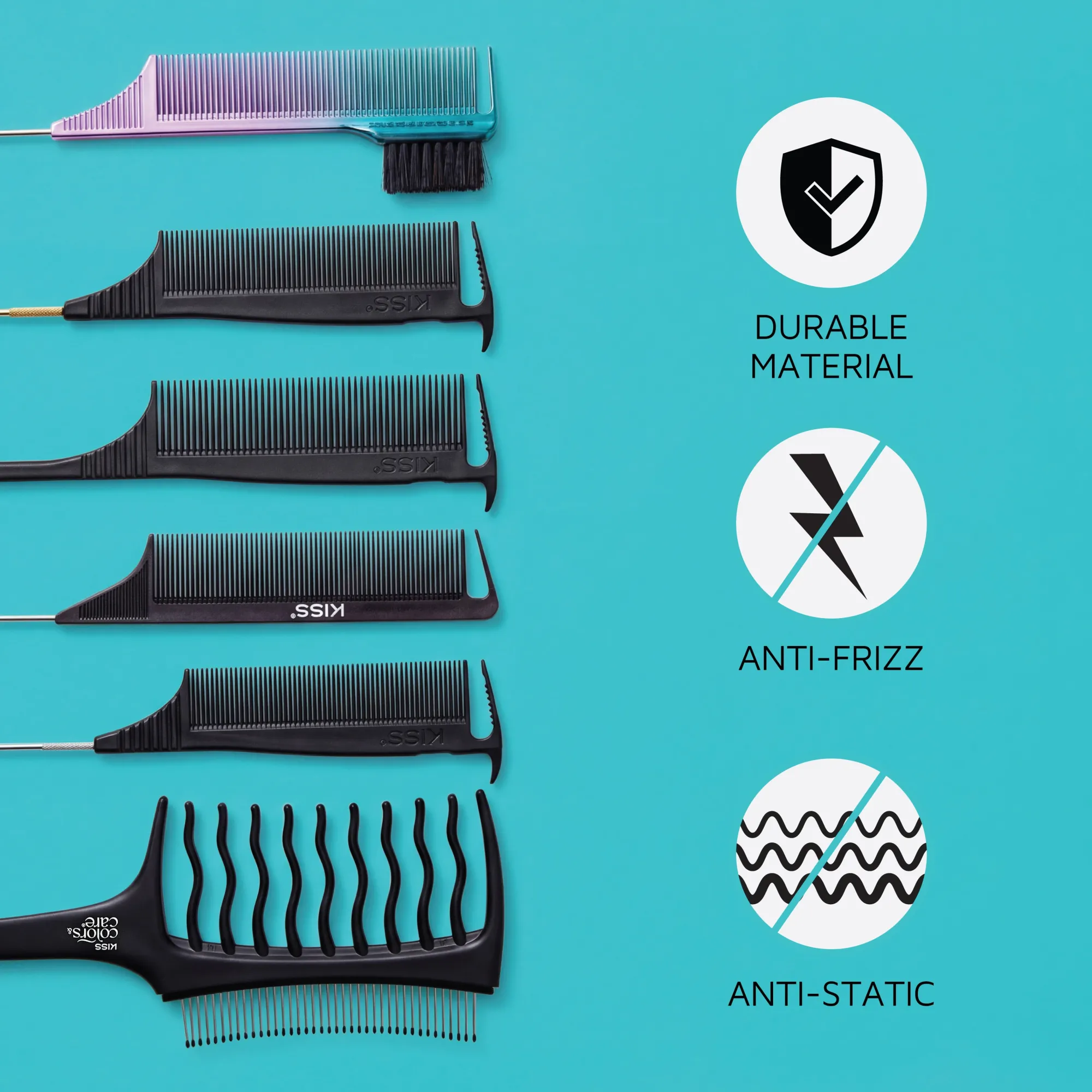 Hair Care|Styling>Kiss Colors and Care Axe Pin Tail Comb