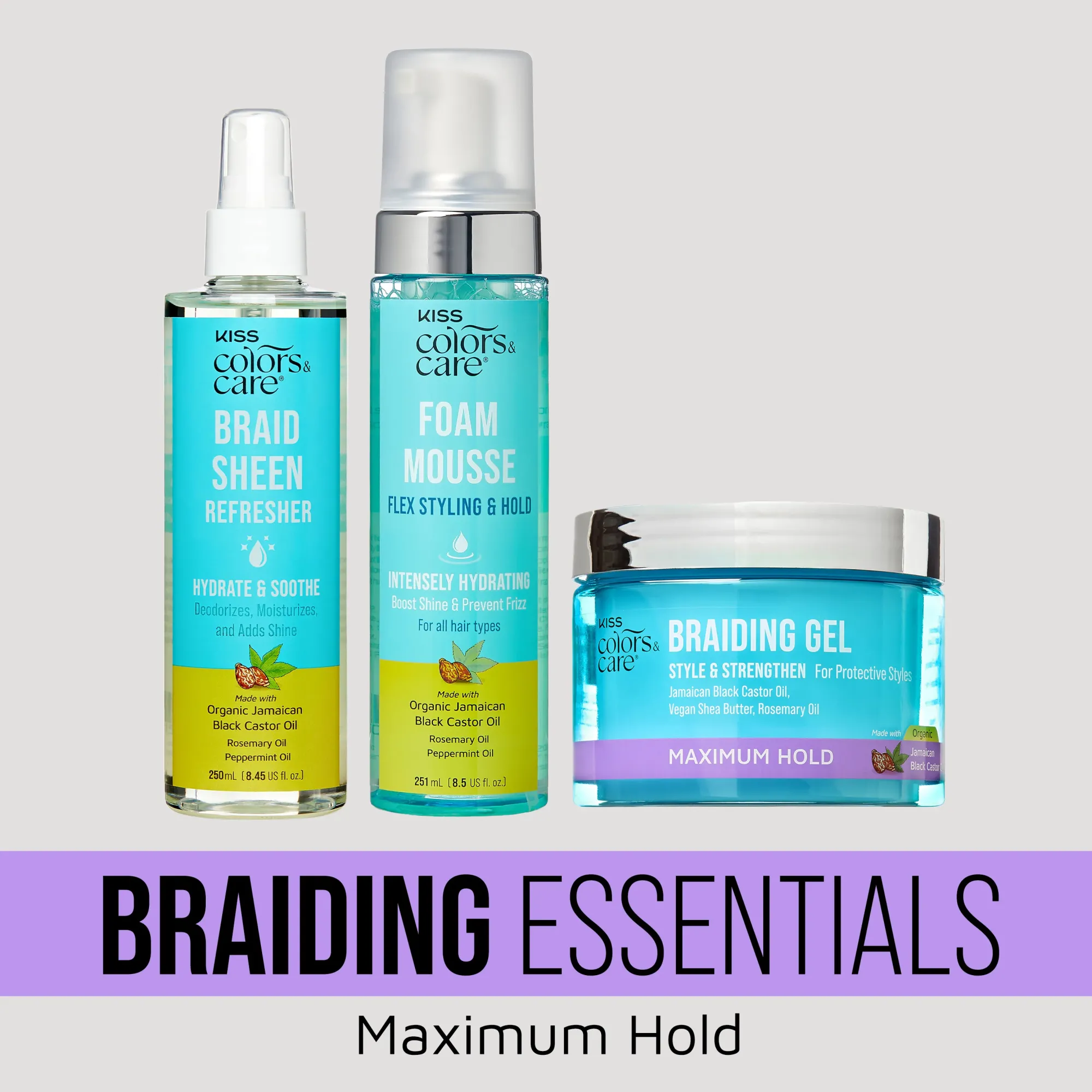 Bundles>Kiss Colors and Care Braiding Essentials Bundle - Maximum Hold