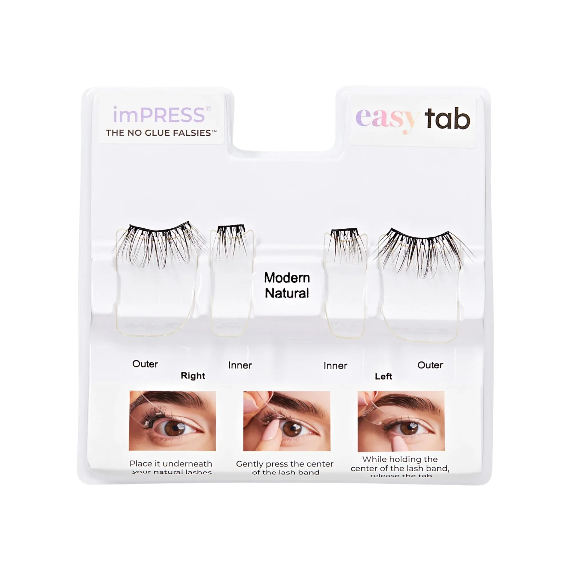 Easy Tab>Impress Modern Natural | 1 Pair of Half Lash & 2 Clusters