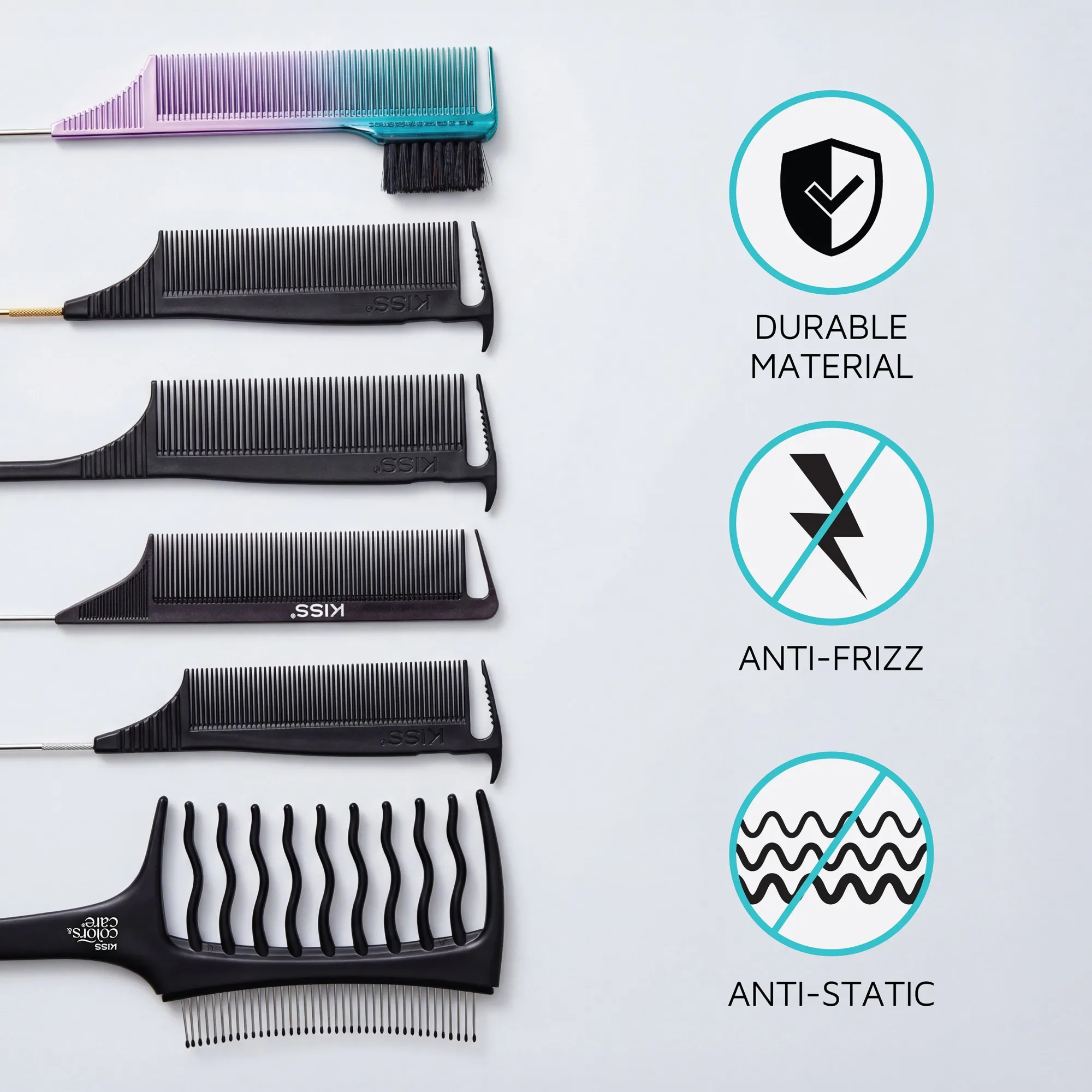 Hair Care|Styling>Kiss Colors and Care Pin Tail Comb