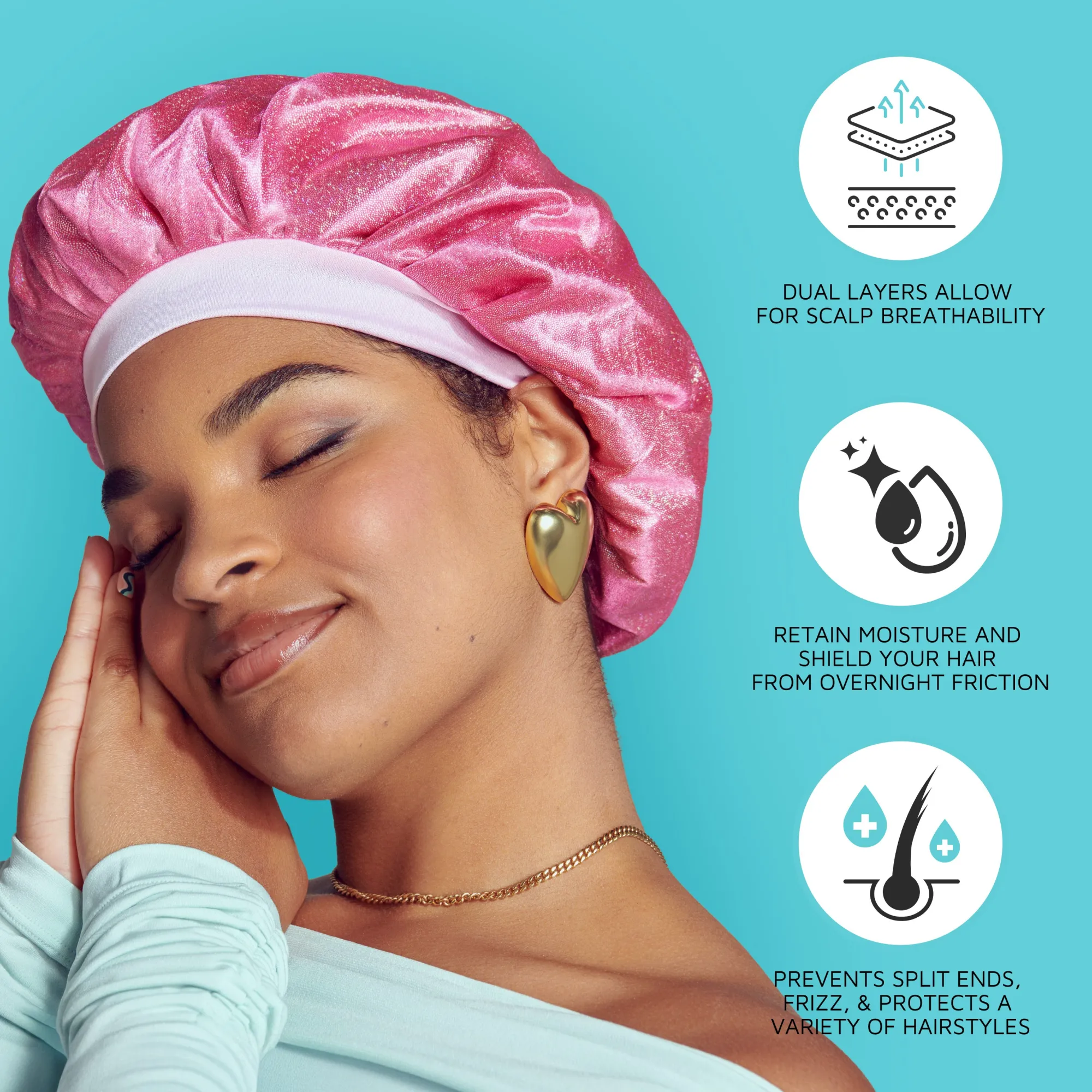 Accessories>Kiss Colors and Care Satin Bonnet Cap