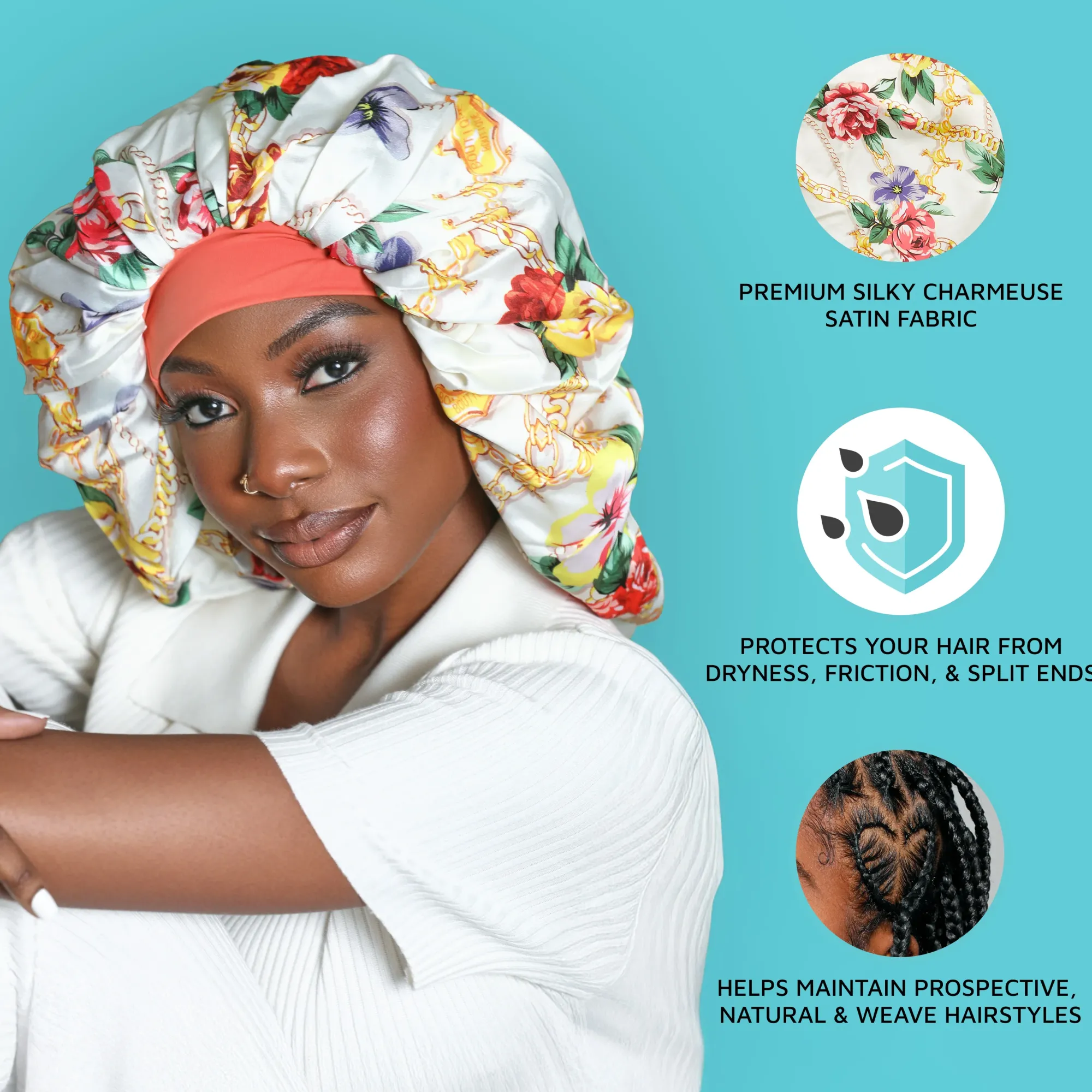 Accessories>Kiss Colors and Care Satin Bonnet Cap
